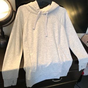 Grey hoodie with fleece lined hood